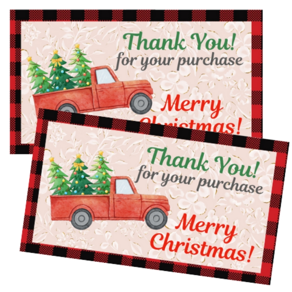 36 Thank you Christmas cards plaid